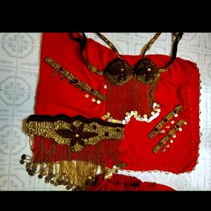 Belly dancing Costume Halloween - red and gold